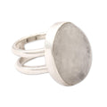 Radiant Light Rainbow Moonstone Silver Cocktail Ring
