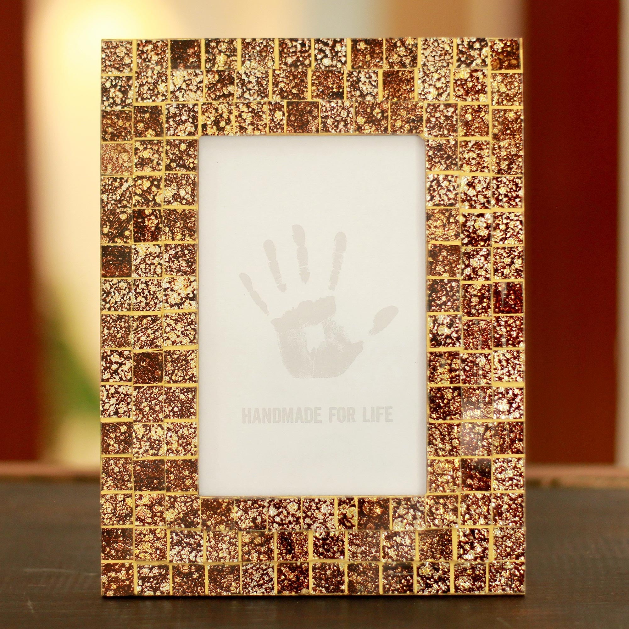 Golden Fireflies Metallic Mosaic Frame From India