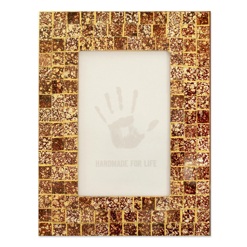 Golden Fireflies Metallic Mosaic Frame From India
