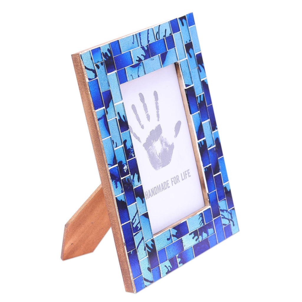 Silver Beach Mosaic Wood & Glass Picture Frame