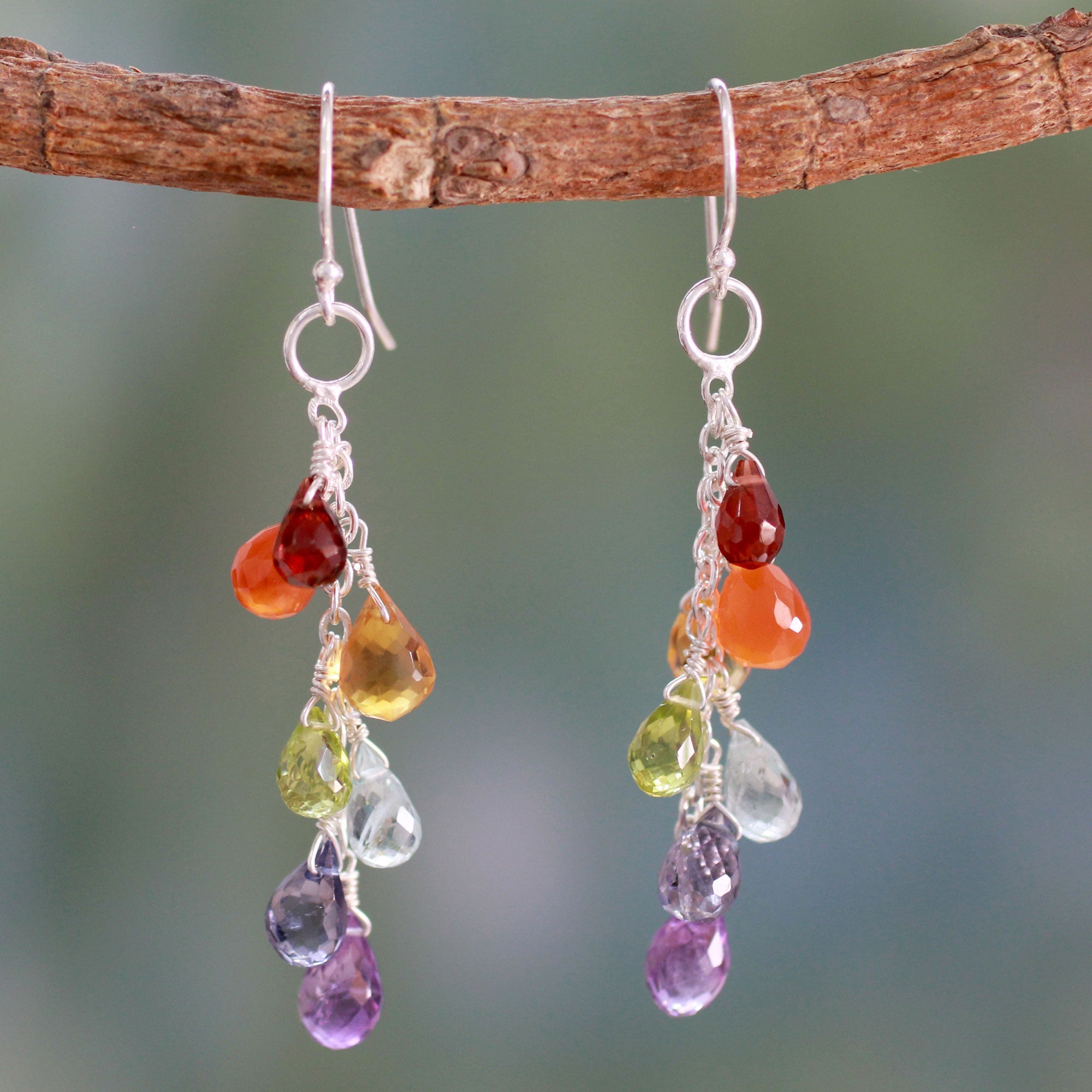 Vibrancy Multi-Gem Sterling Silver Earrings