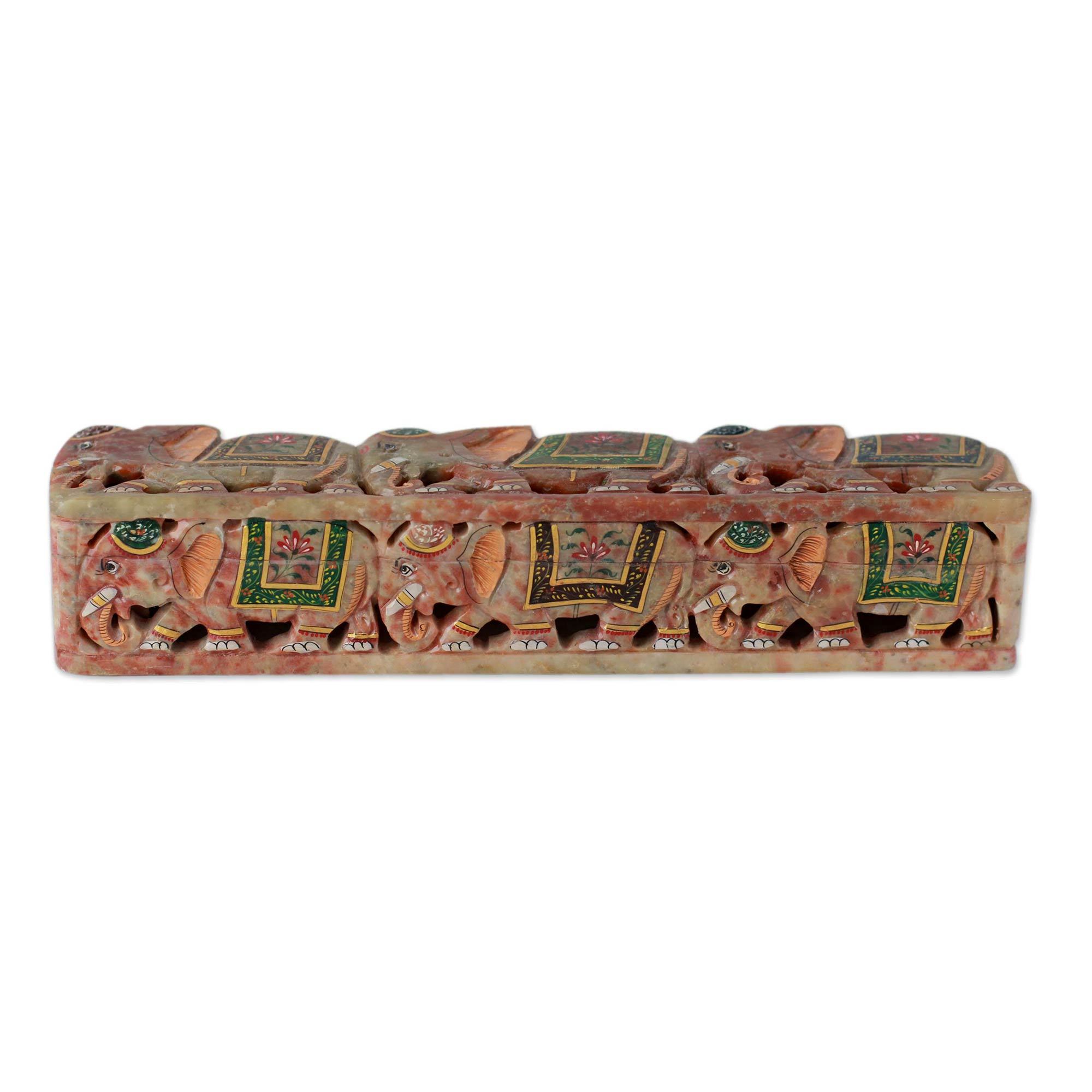 King's Elephants Handcrafted Soapstone Incense Holder