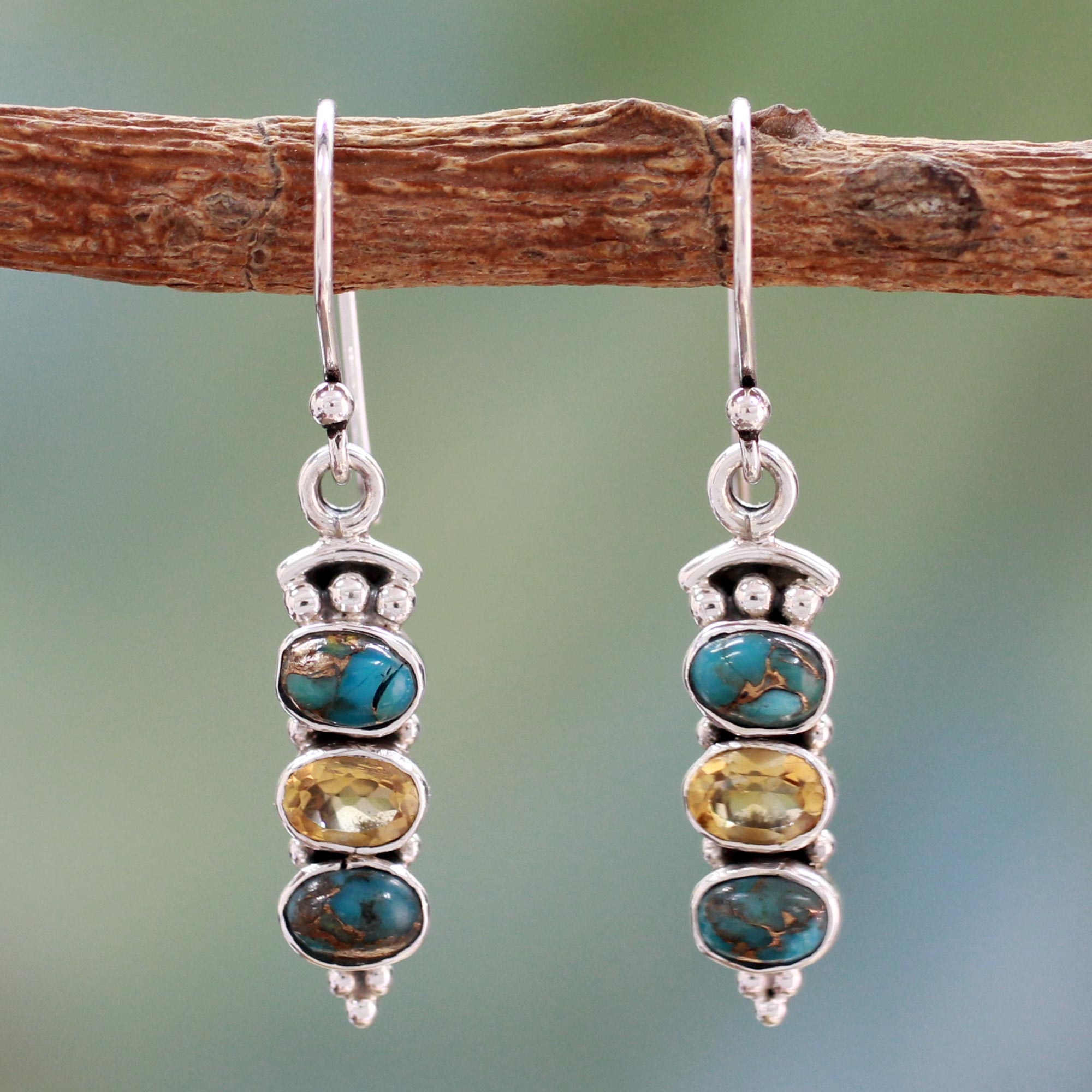 Golden Mystique Stone Earrings