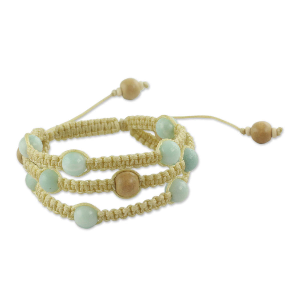 Peaceful Nature Amazonite & Wood Braided Bracelet