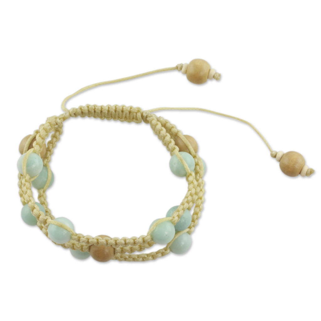 Peaceful Nature Amazonite & Wood Braided Bracelet