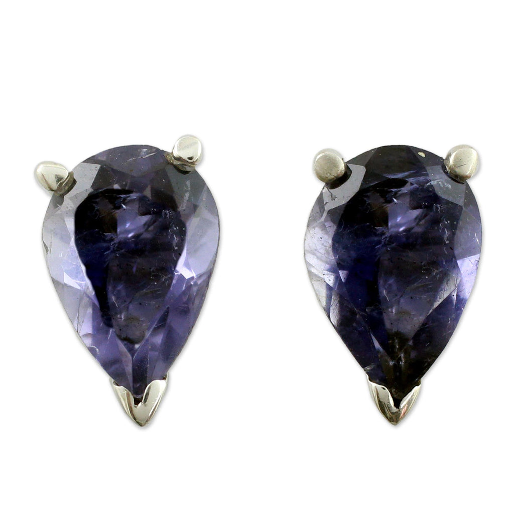 Iolite Silver Stud Post Earrings