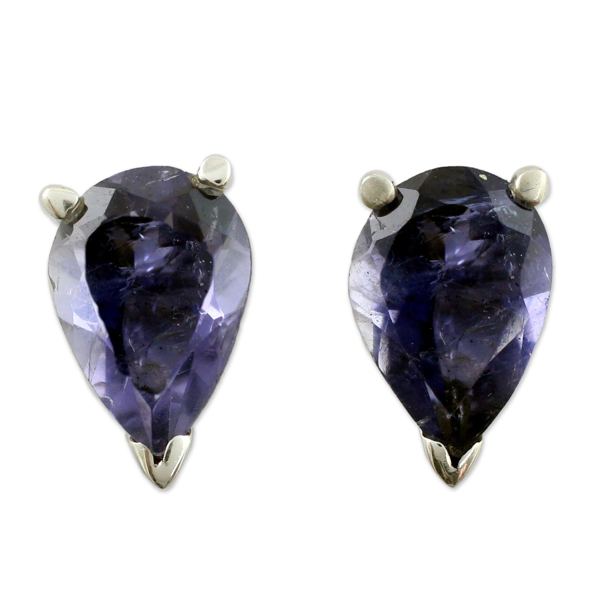 Iolite Silver Stud Post Earrings