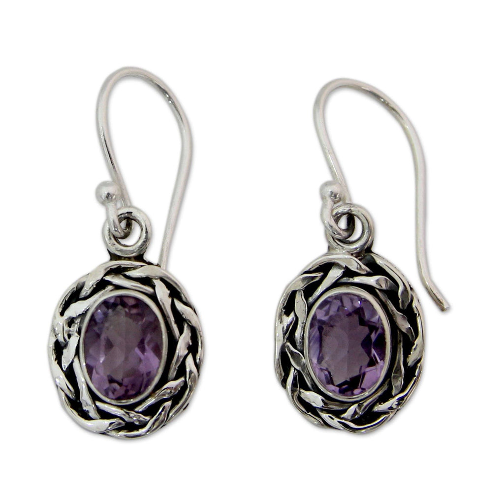 Woven Sterling Silver & Amethyst Drop Earrings