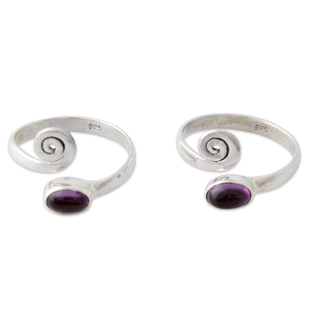 Curls Amethyst Toe Rings