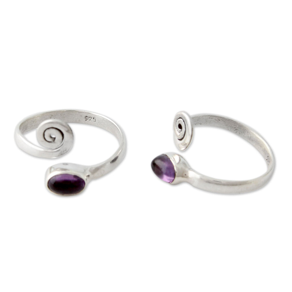 Curls Amethyst Toe Rings