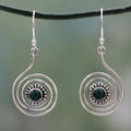 Spiral Forest Malachite & Silver Dangle Earrings