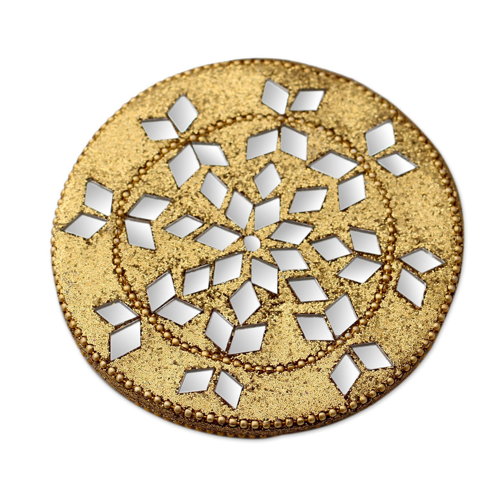 Golden Charm Wooden Pocket Mirror