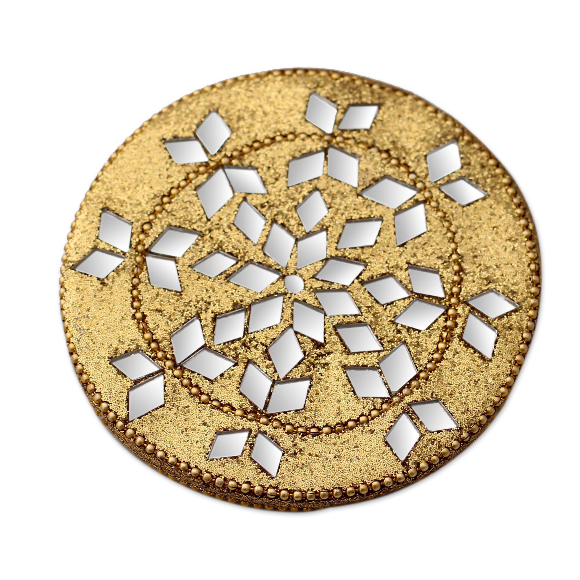 Golden Charm Wooden Pocket Mirror