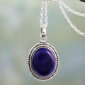 Lapis Lazuli & Sterling Silver Oval Pendant Necklace