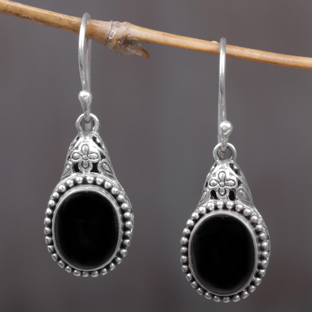 Onyx .925 Sterling Silver Dangle Earrings 'Deepest Night'