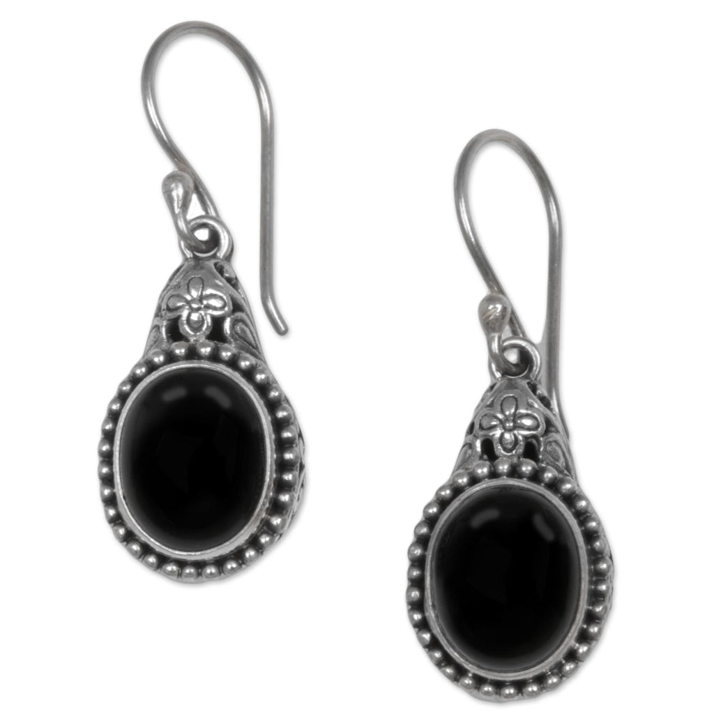 Onyx .925 Sterling Silver Dangle Earrings 'Deepest Night'