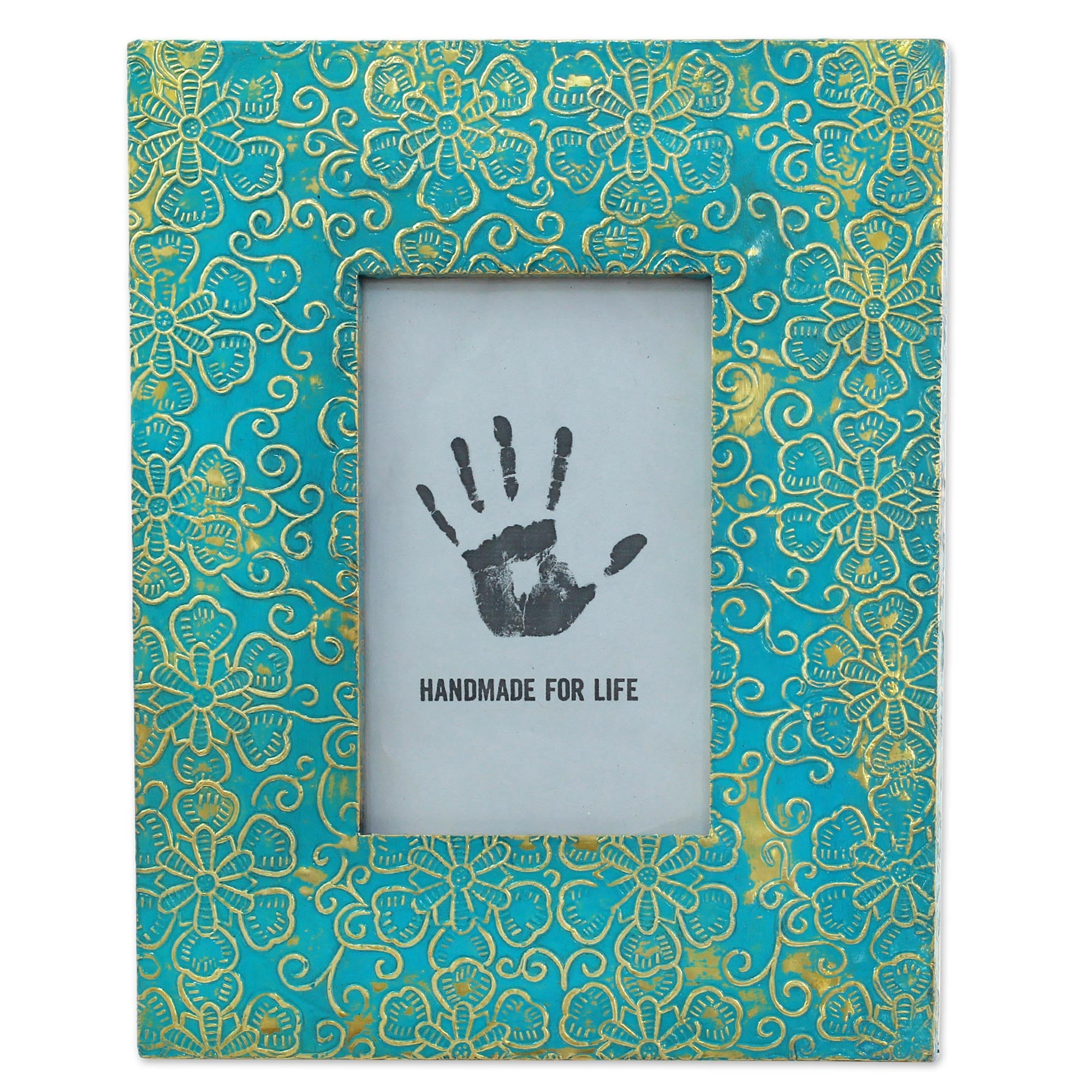 Tropical Blossom Gold & Teal Frame
