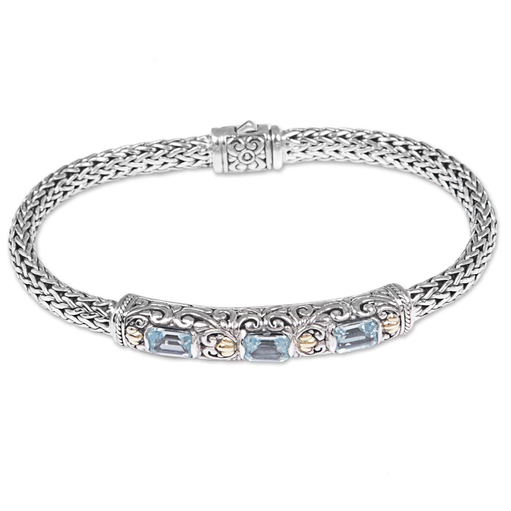 Bedugul Temple Blue Topaz Chain Bracelet