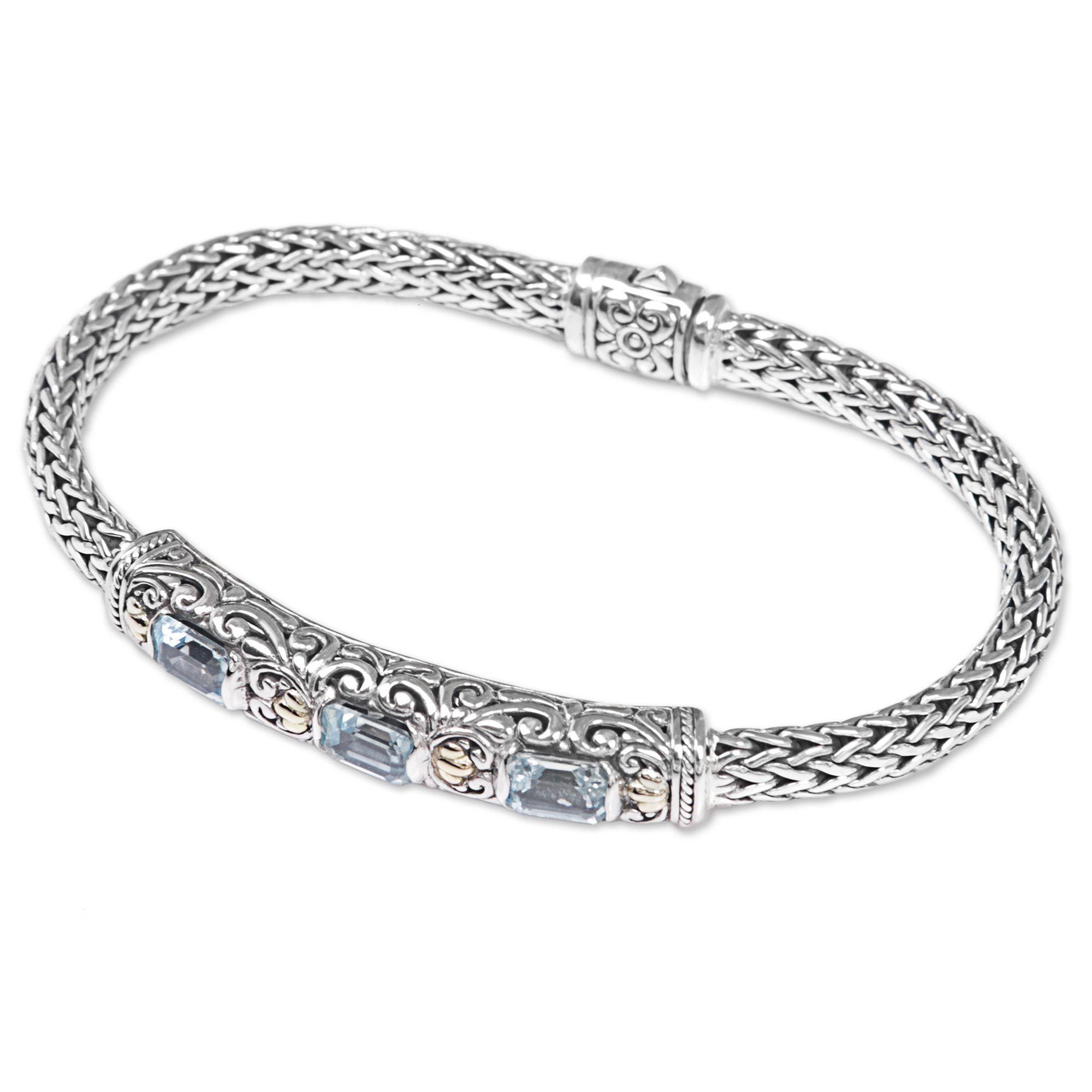 Bedugul Temple Blue Topaz Chain Bracelet
