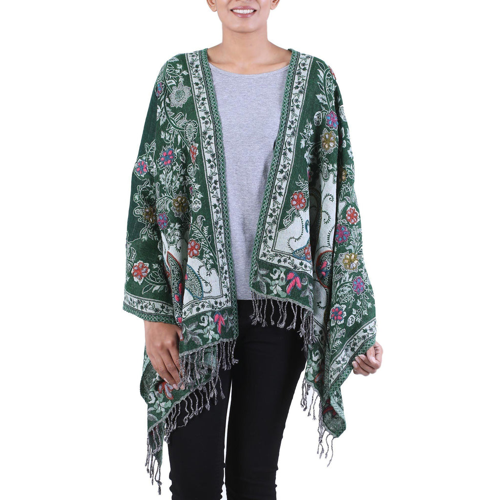 Snowy Forest Jamawar Wool Shawl
