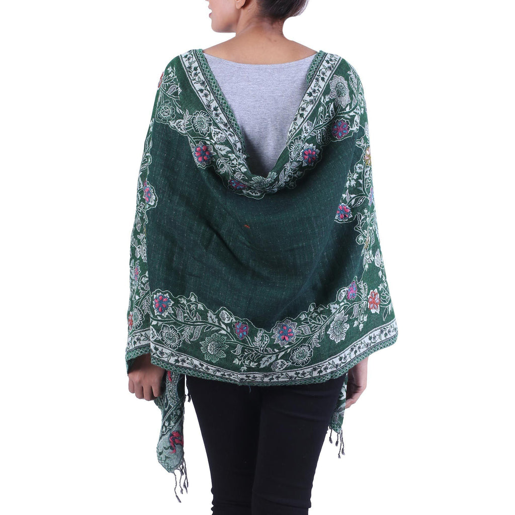 Snowy Forest Jamawar Wool Shawl