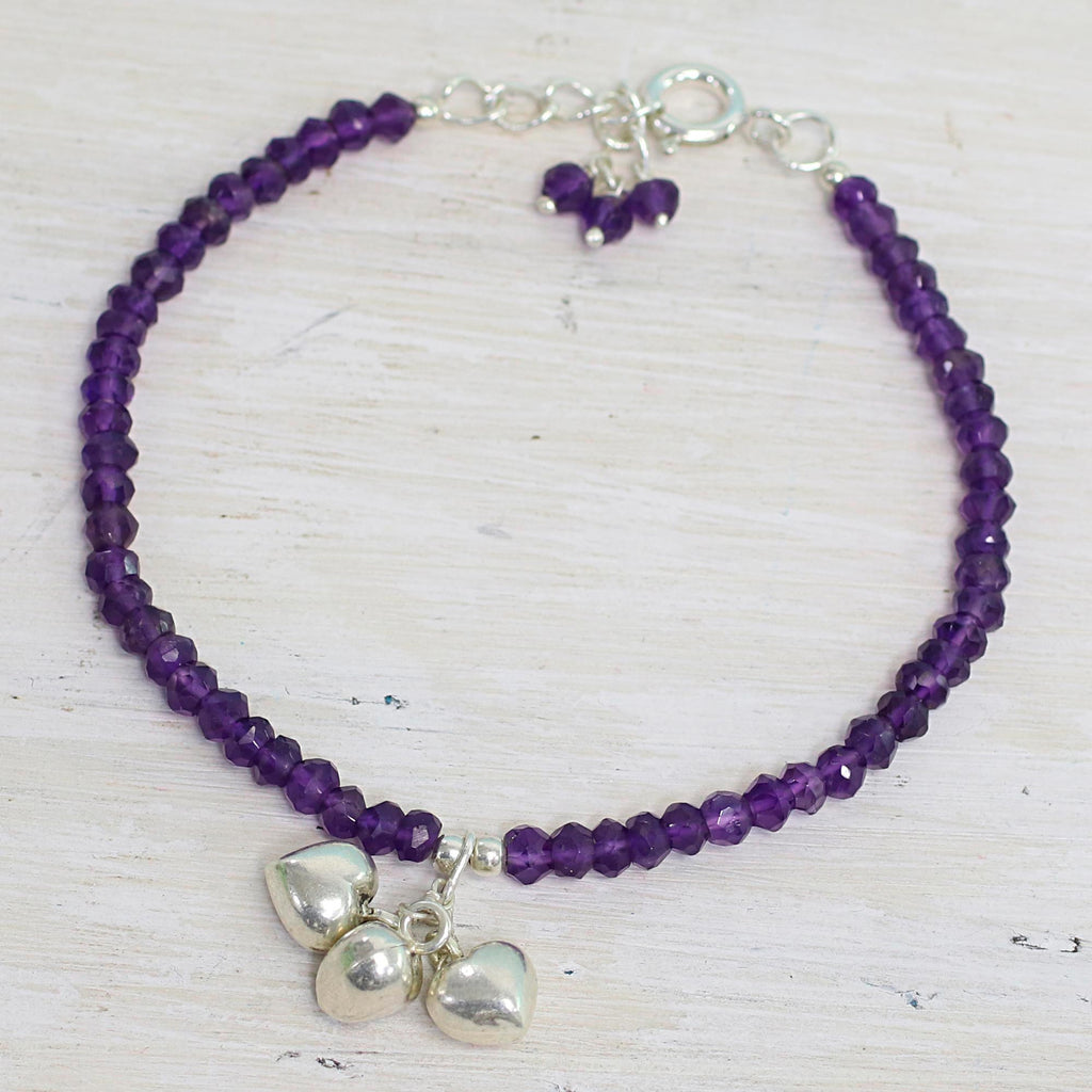 Lavender Charisma Amethyst & Silver Beaded Bracelet