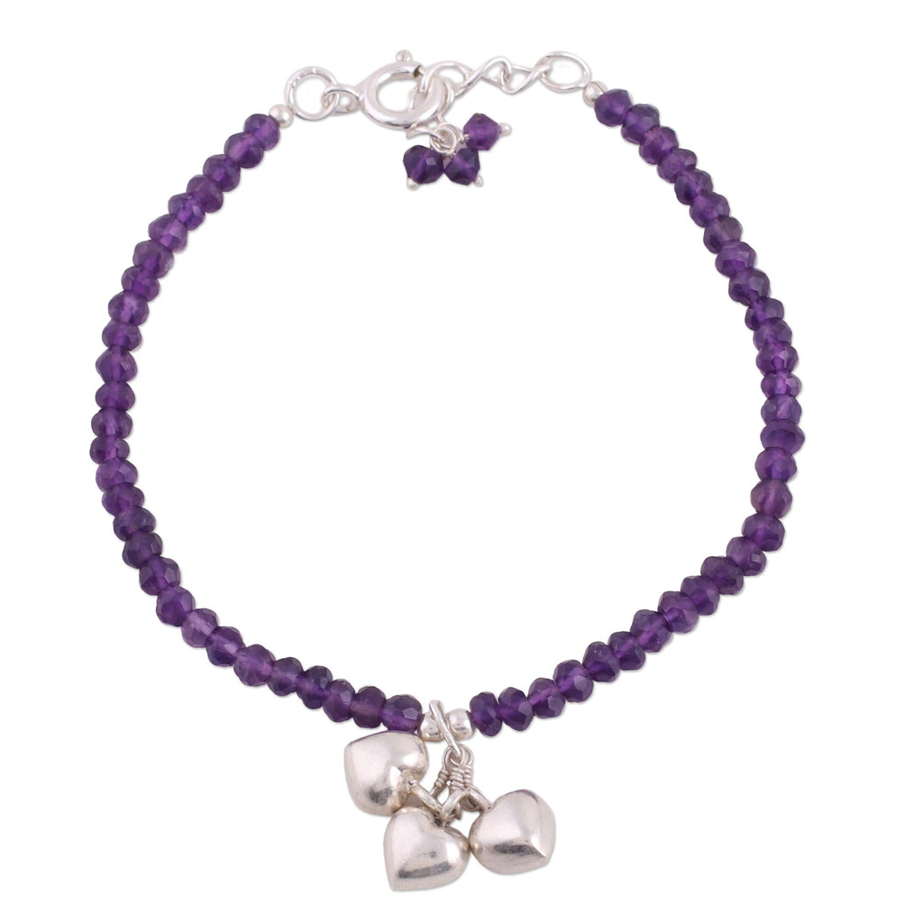 Lavender Charisma Amethyst & Silver Beaded Bracelet
