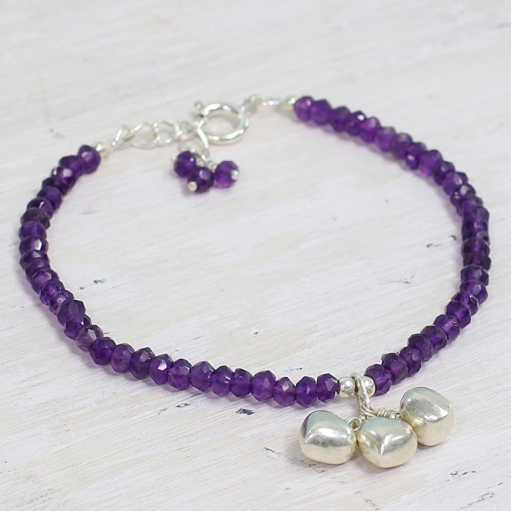 Lavender Charisma Amethyst & Silver Beaded Bracelet
