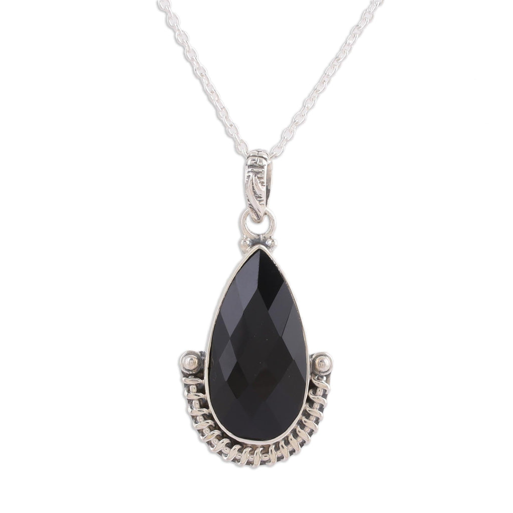 Magical Night Onyx Silver Pendant Necklace