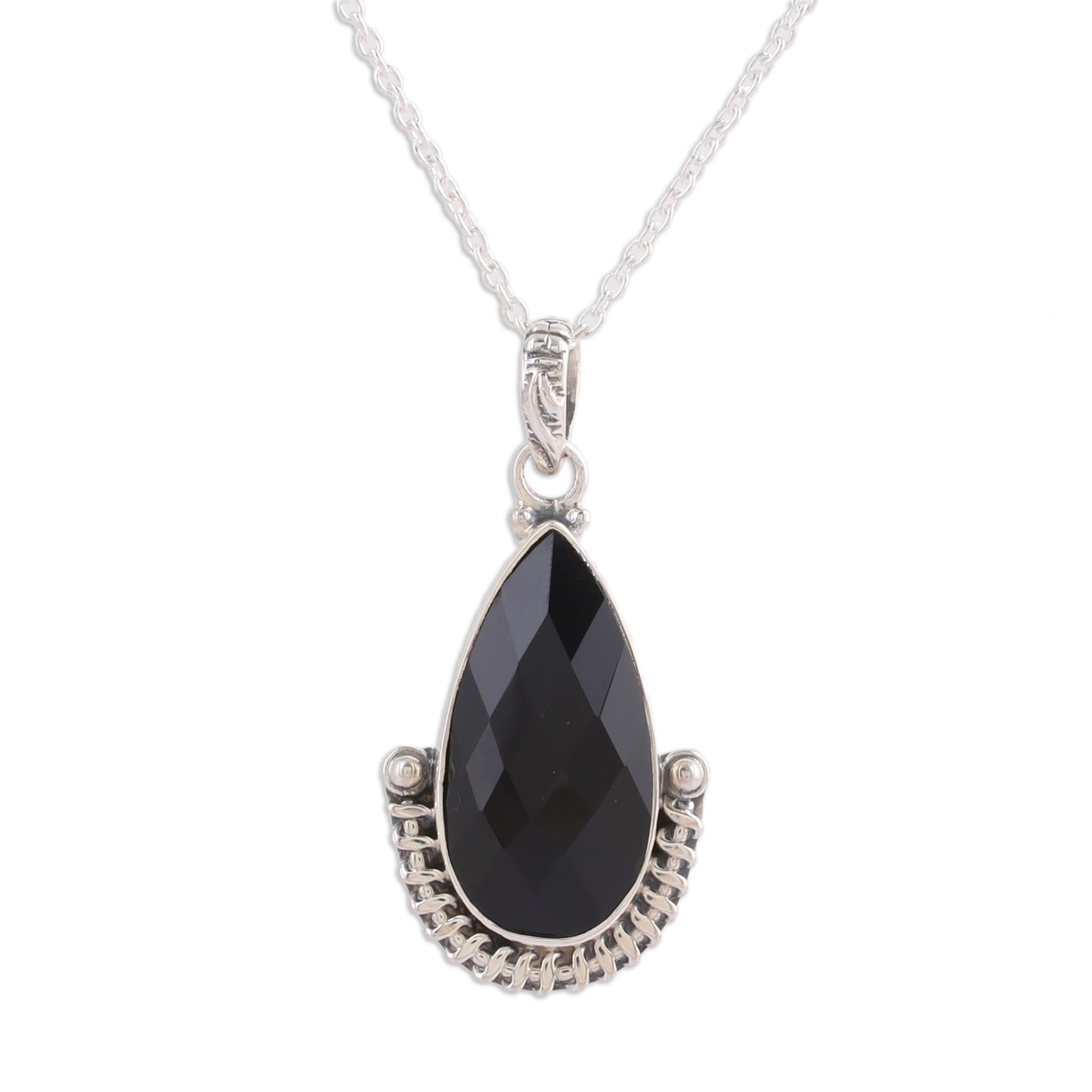 Magical Night Onyx Silver Pendant Necklace
