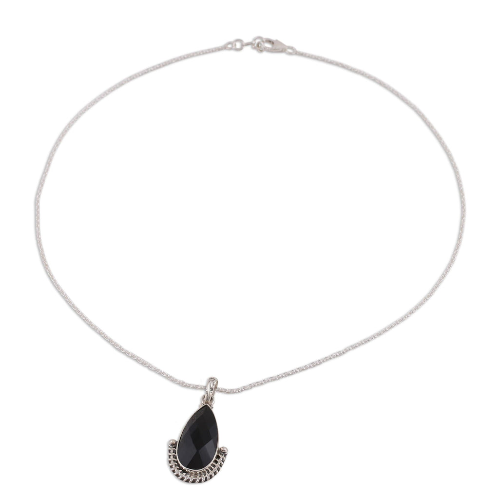 Magical Night Onyx Silver Pendant Necklace