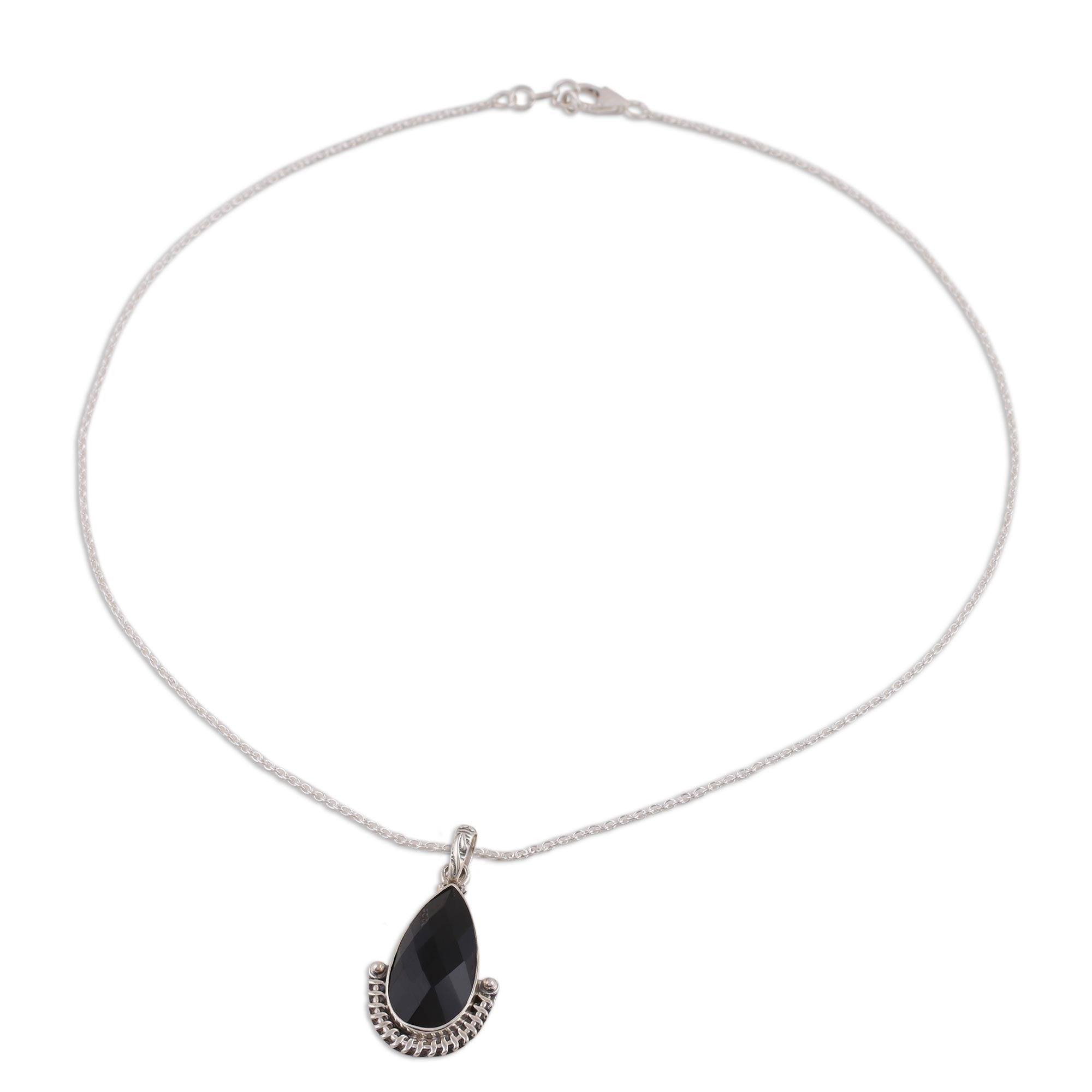 Magical Night Onyx Silver Pendant Necklace