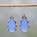 Peaceful Blues Chalcedony & Silver Dangle Earrings