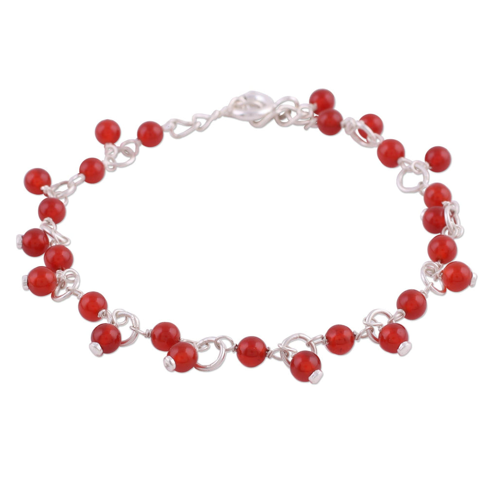 Fiery Circle Sterling Silver Beaded Bracelet