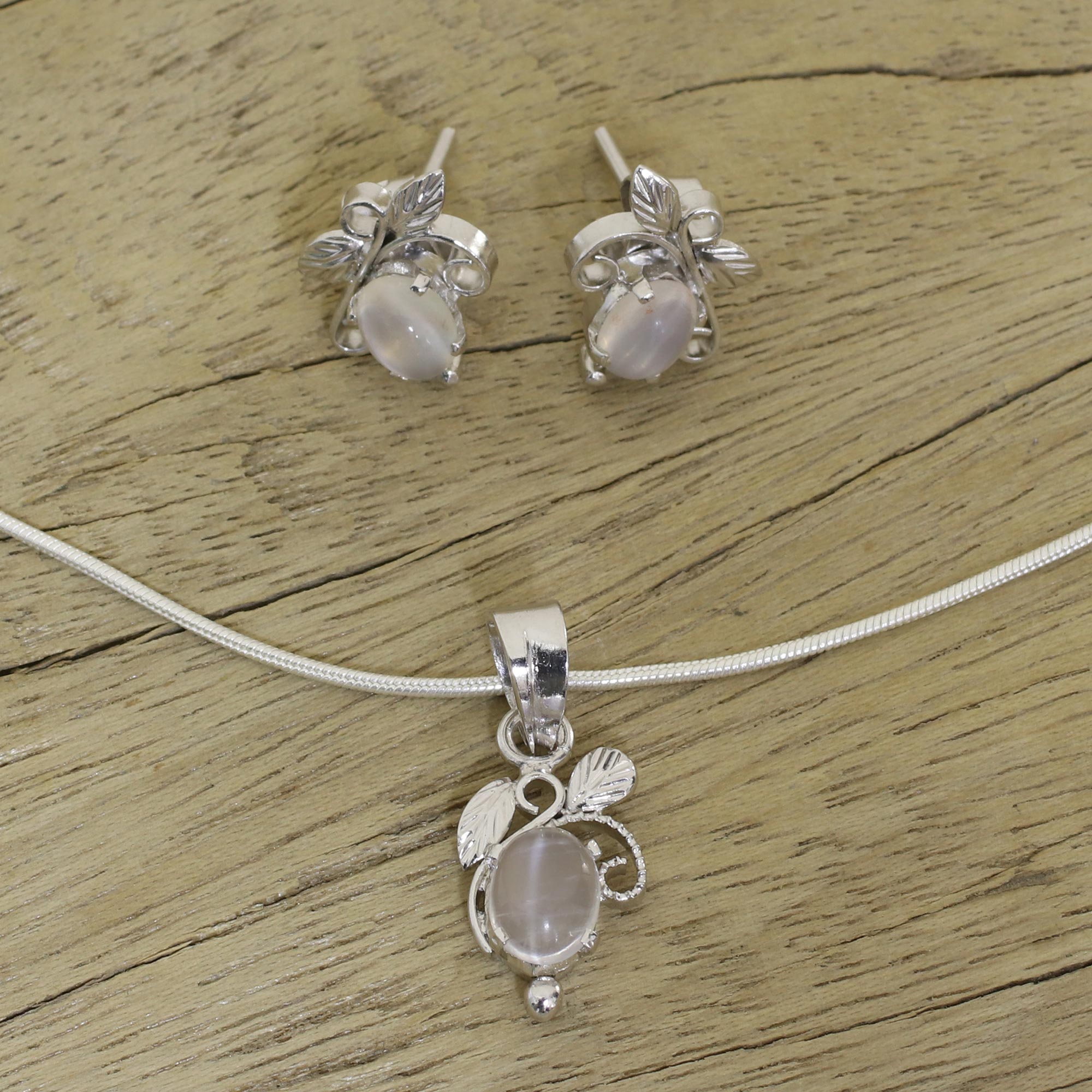 Midnight Leaves Sterling Silver Jewelry Set