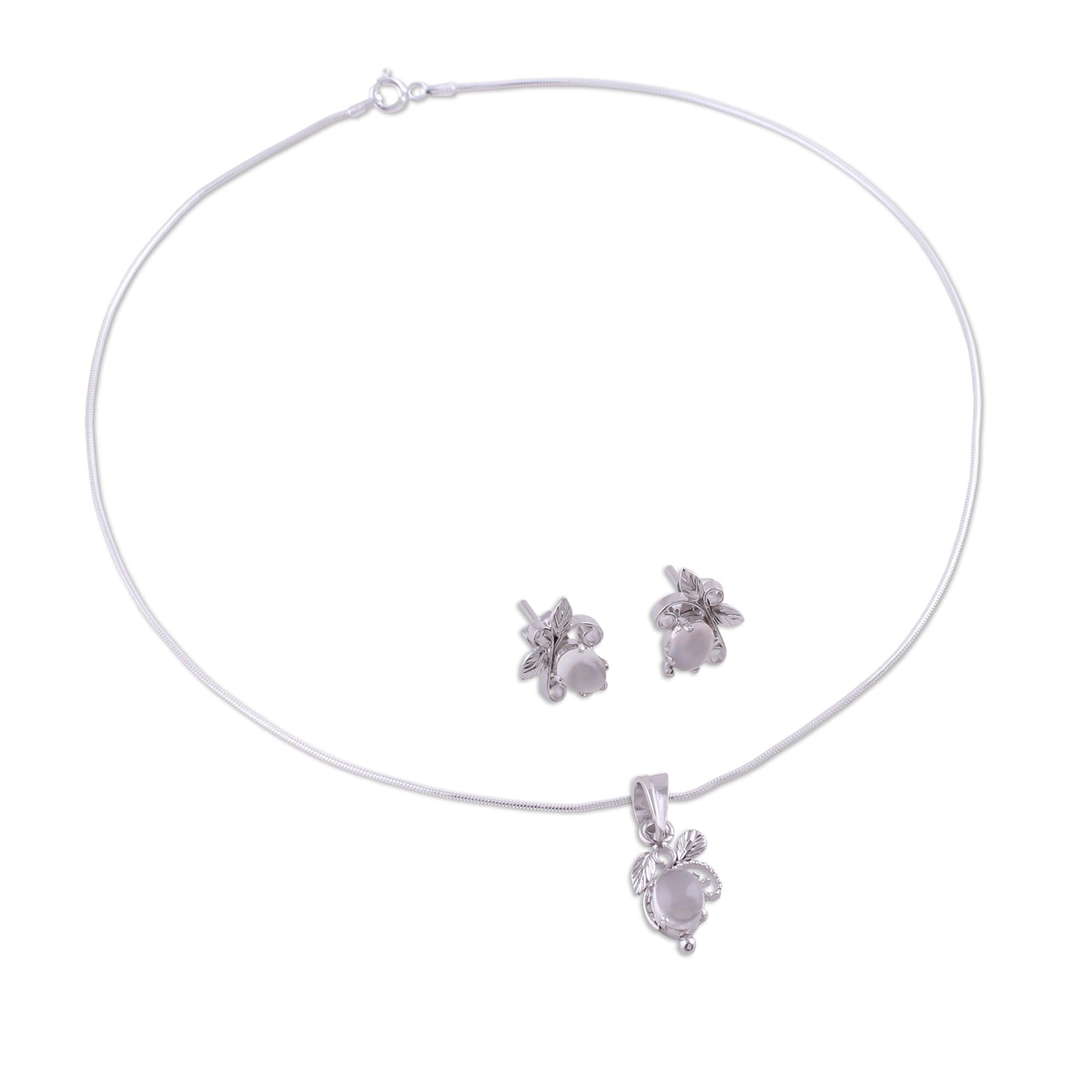 Midnight Leaves Sterling Silver Jewelry Set