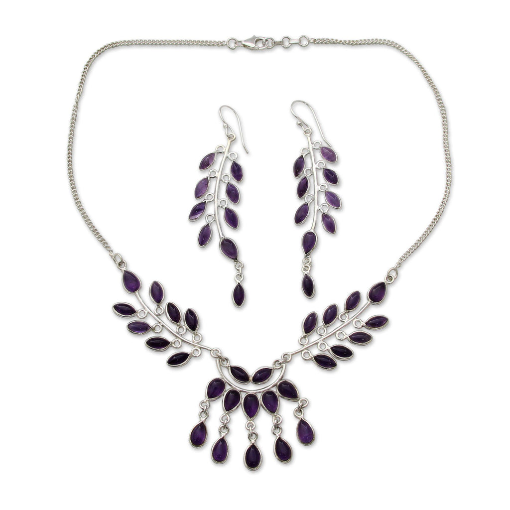 Falling Leaves Amethyst & Sterling Silver Jewelry Set