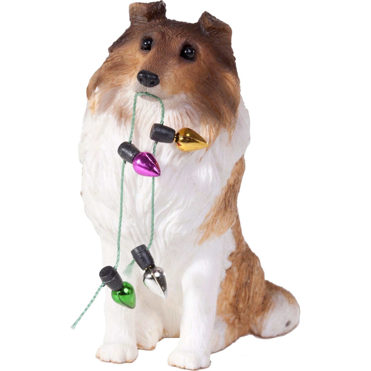 White Collie Dog Christmas Tree Ornament