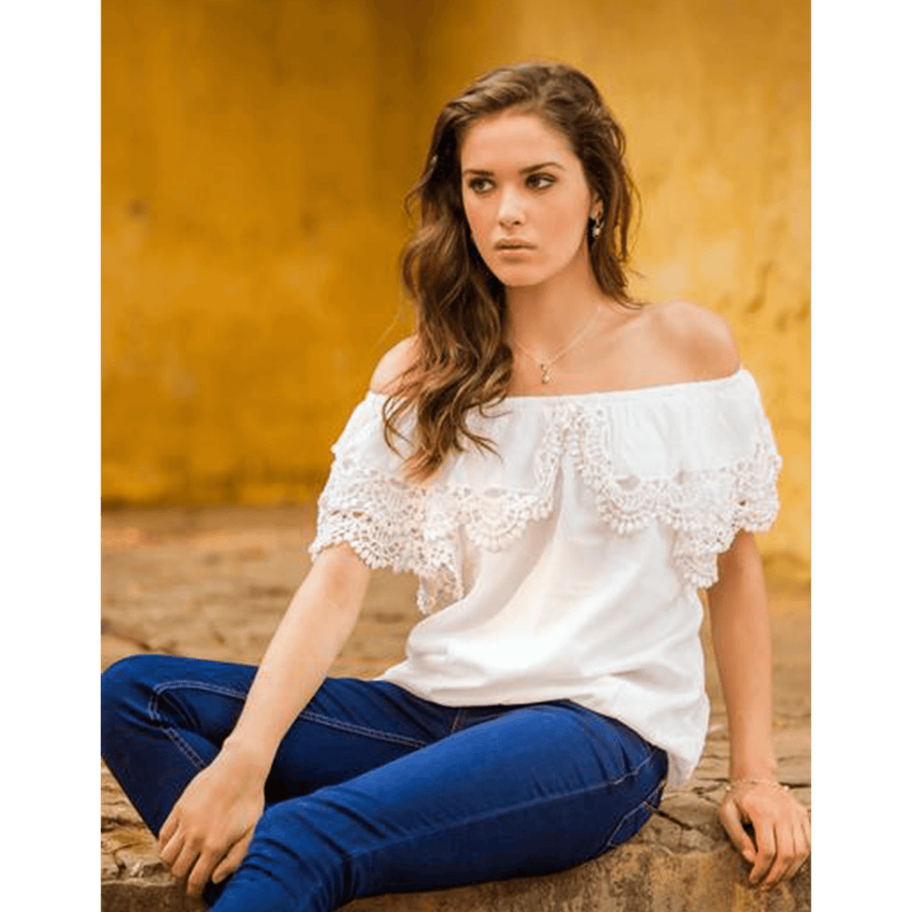 Handcrafted White Cotton & Lace Blouse