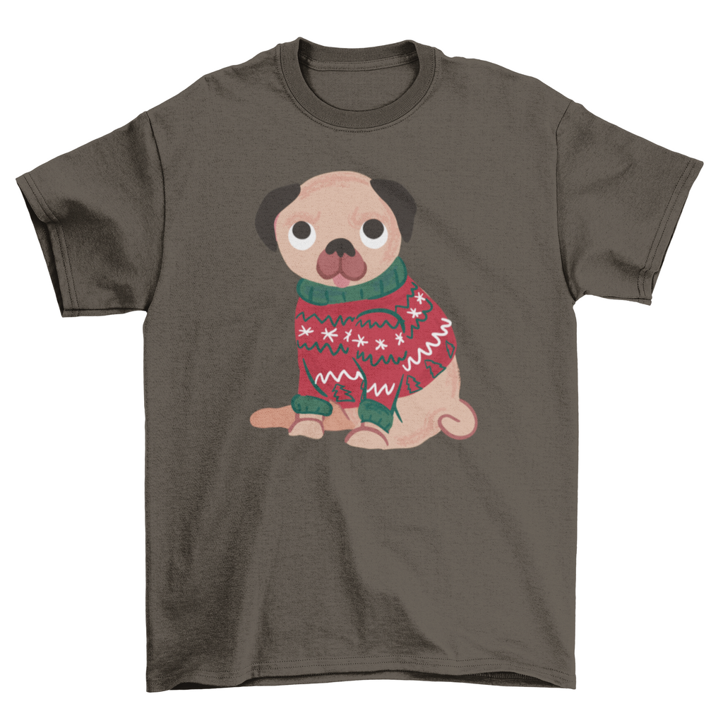Pug in Ugly Christmas Sweater T-Shirt