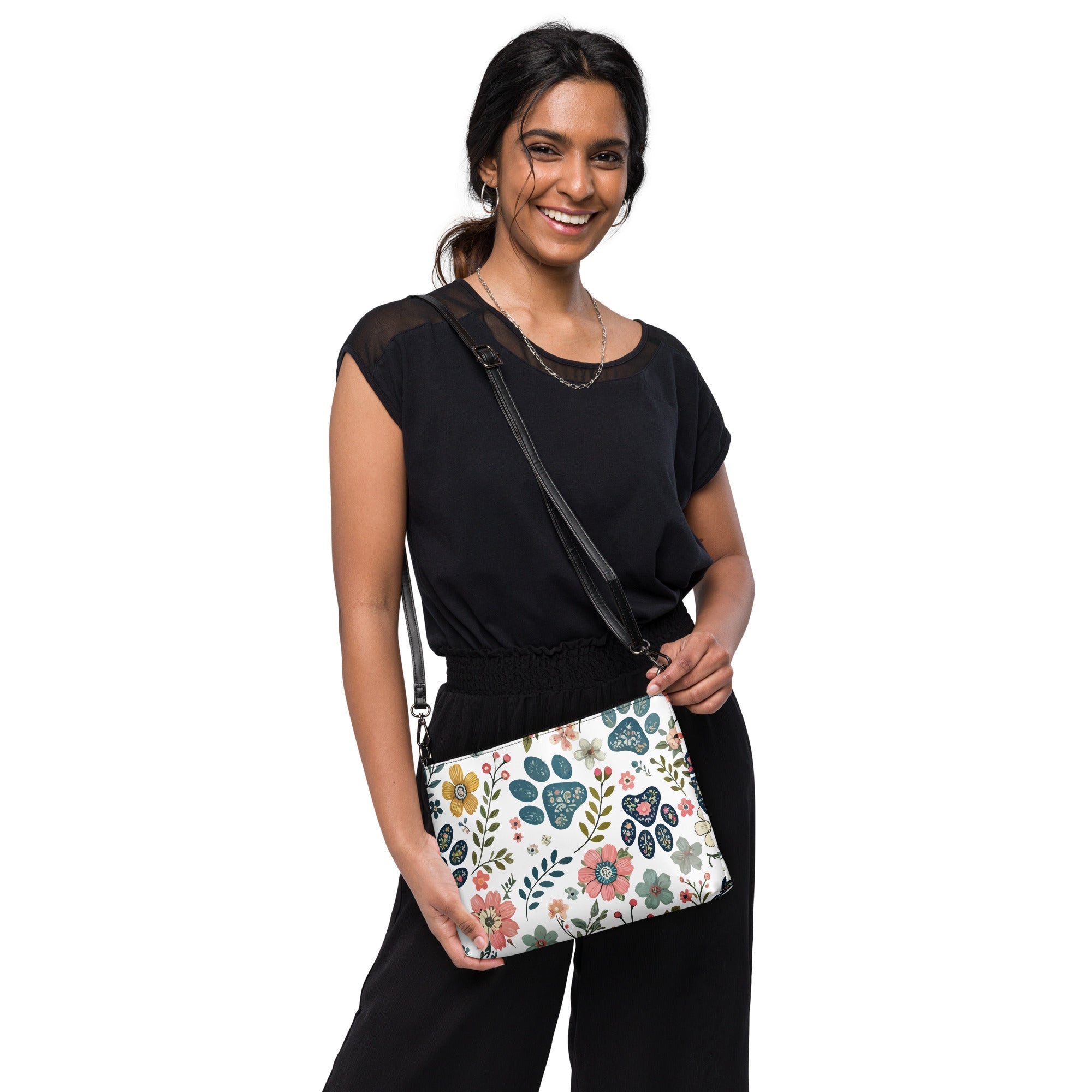 Floral Pawscape Crossbody Purse