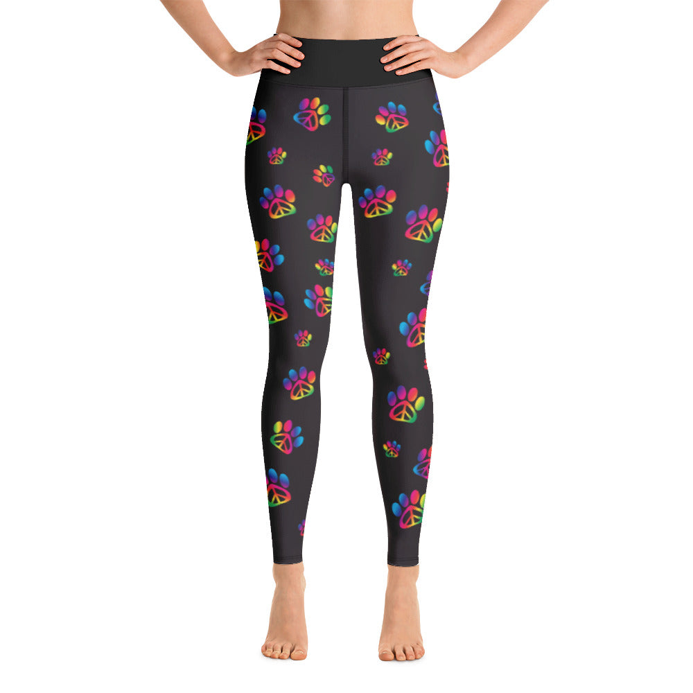 Rainbow Peace Paws Yoga All Over Print Leggings