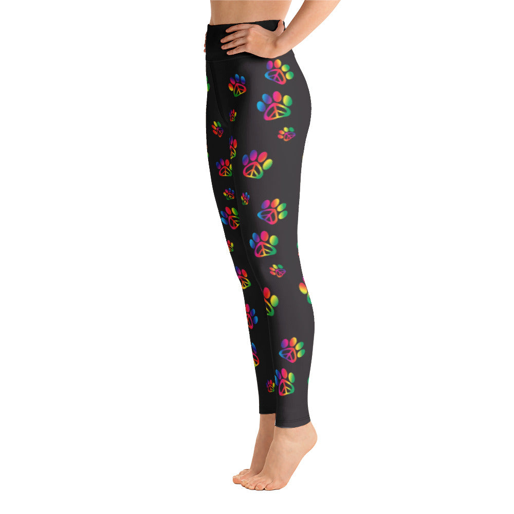 Rainbow Peace Paws Yoga All Over Print Leggings