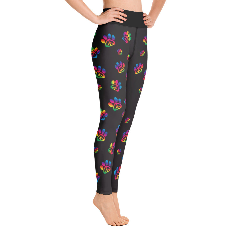 Rainbow Peace Paws Yoga All Over Print Leggings