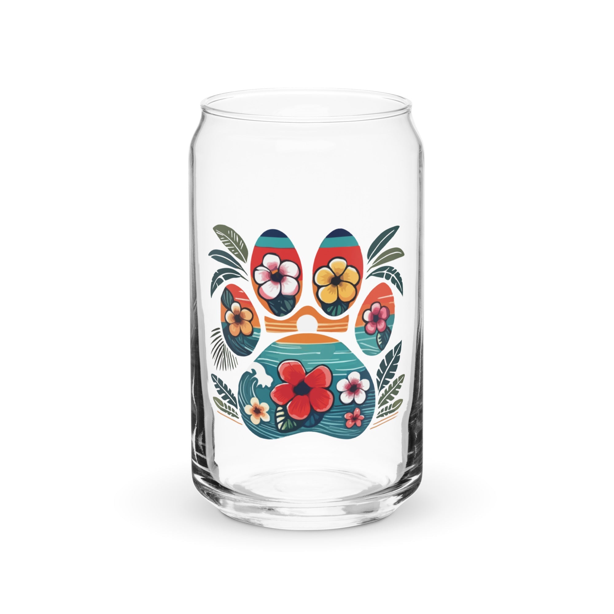 Tropical Paw Print Glass