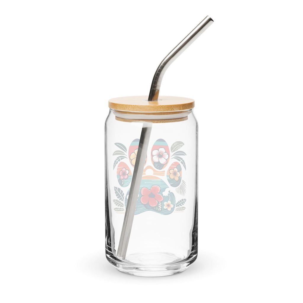 Tropical Paw Print Glass