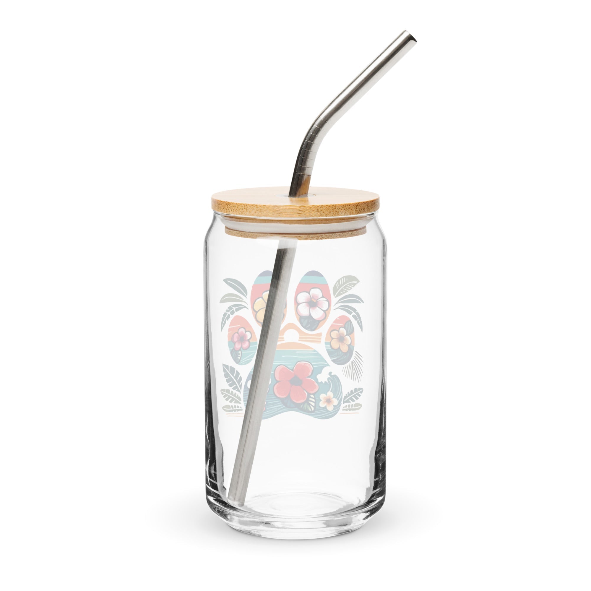 Tropical Paw Print Glass