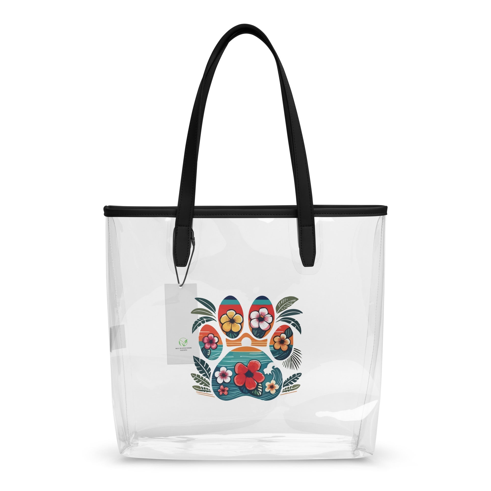 Tropical Paw Print Clear Tote Bag