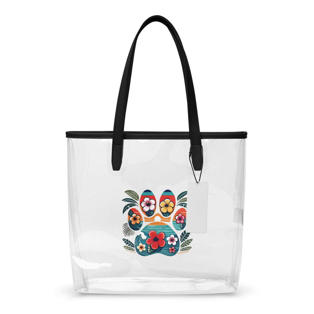 Tropical Paw Print Clear Tote Bag