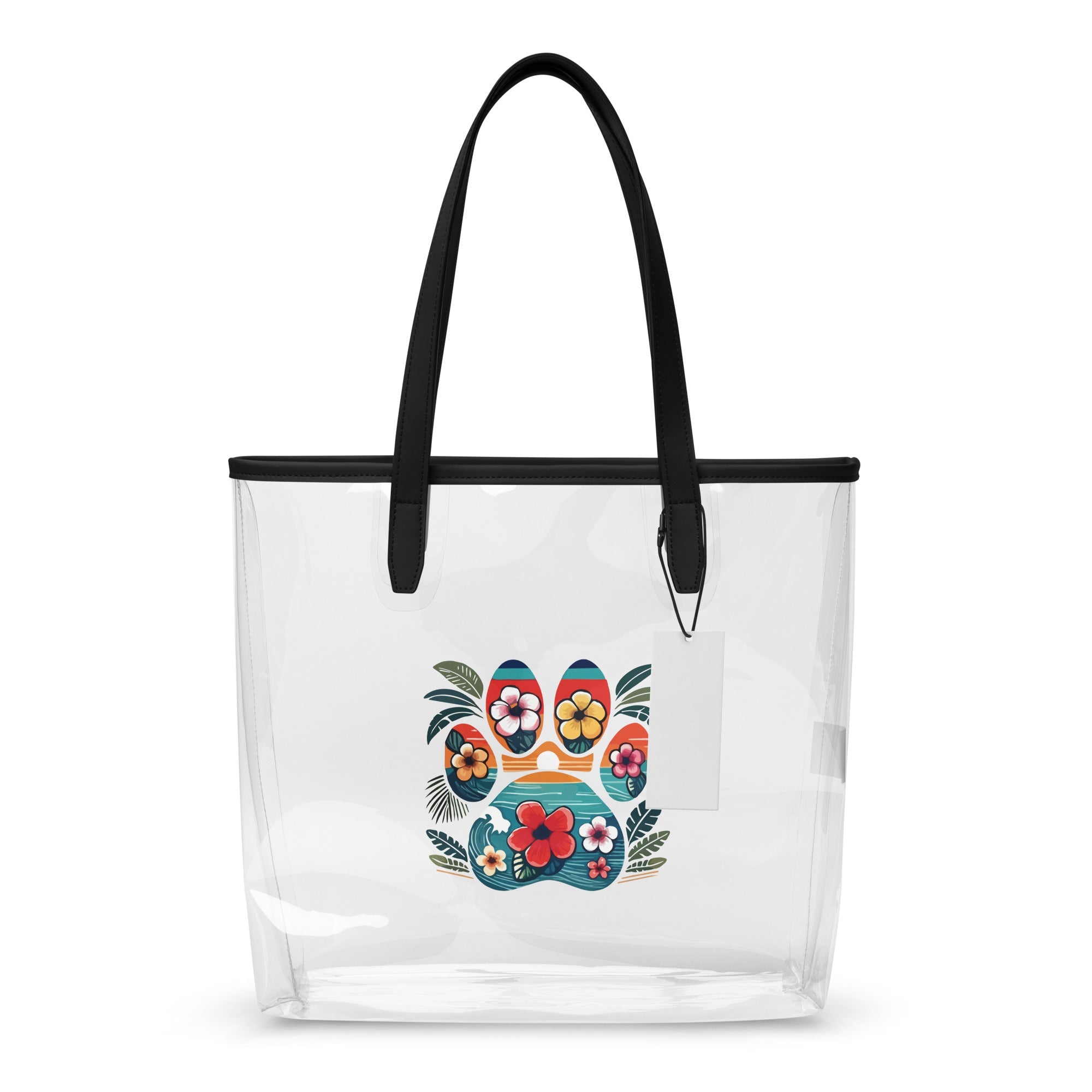 Tropical Paw Print Clear Tote Bag
